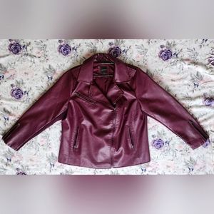 Lane Bryant Maroon Faux Leather Jacket